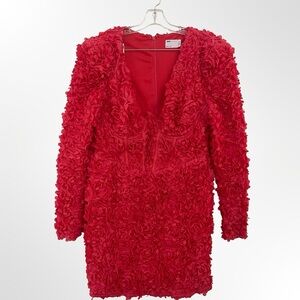 ASOS Floral Appliqué V-Neck Long Sleeve Mini Dress in size 12